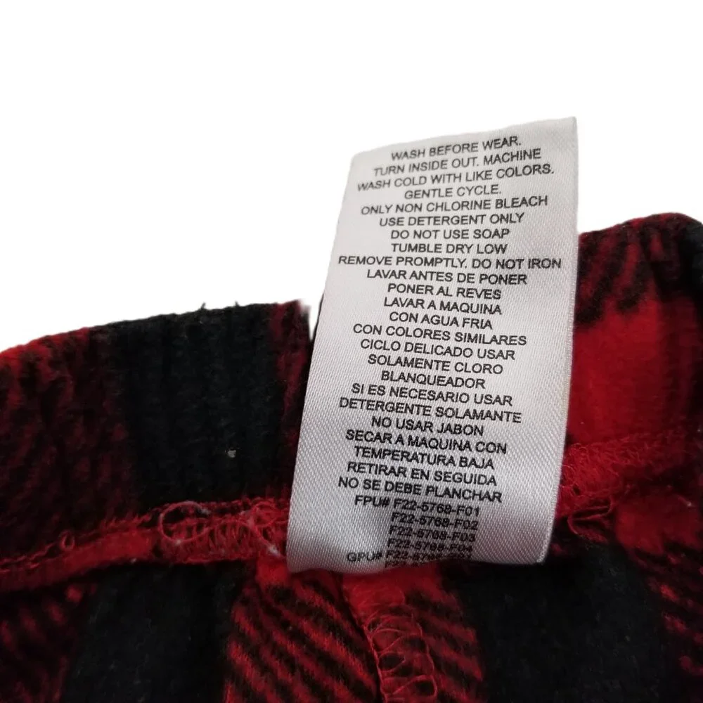 Sleep On It Pajama Pants Size S 6 7 Red Black Buffalo Plaid Fleece Cozy Kids